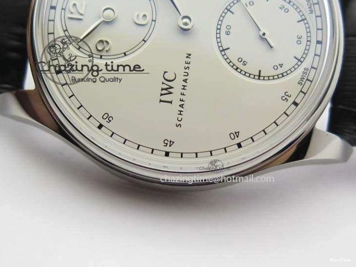 MIROTIME 1230 Effortless Portuguese IW544404 SS White Dial On Black Leather Strap A 7257